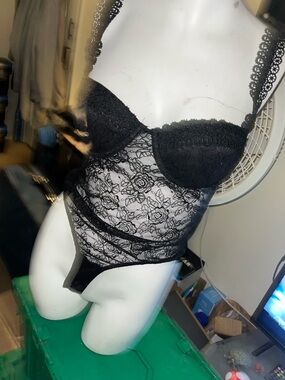 Black Lace Sheer Bodysuit - Women's Intimates